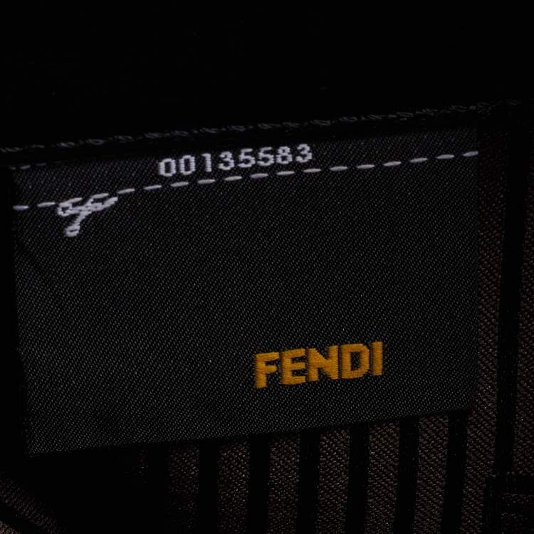 Pre Owned Fendi Black/Brown Leather and Patent Leather Trim Fendista Envelope Clutch