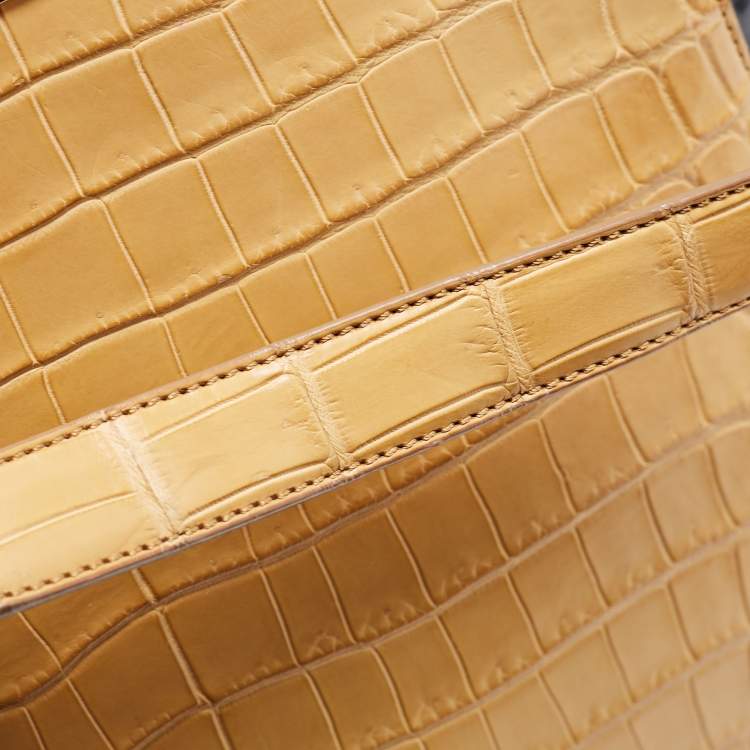 Pre Owned Fendi Beige/Black Crocodile and Patent Leather Medium 2Jours Tote