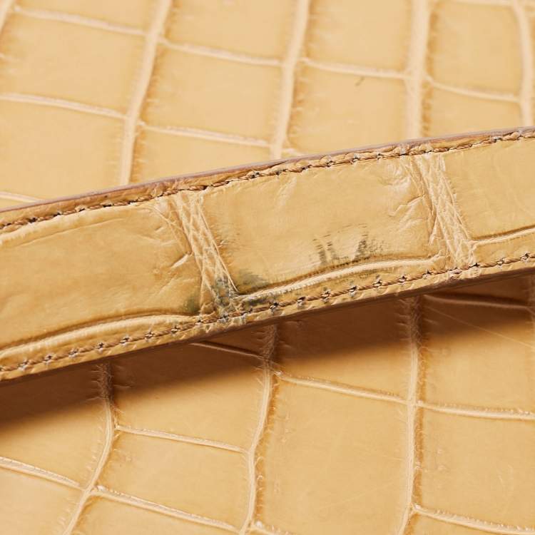 Pre Owned Fendi Beige/Black Crocodile and Patent Leather Medium 2Jours Tote