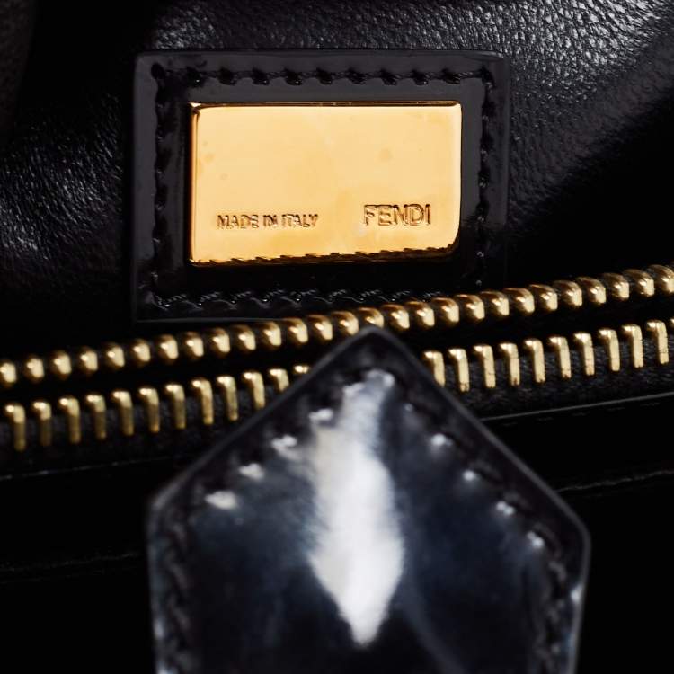 Pre Owned Fendi Beige/Black Crocodile and Patent Leather Medium 2Jours Tote