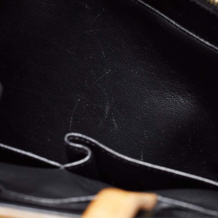 Pre Owned Fendi Beige/Black Crocodile and Patent Leather Medium 2Jours Tote