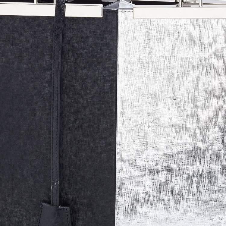 Pre Owned Fendi Black/SIlver Leather Large 3Jours Tote