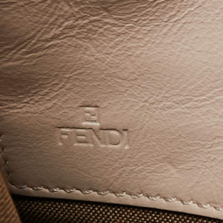 Pre Owned Fendi Beige Lizard Embossed Leather Wallet On Chain