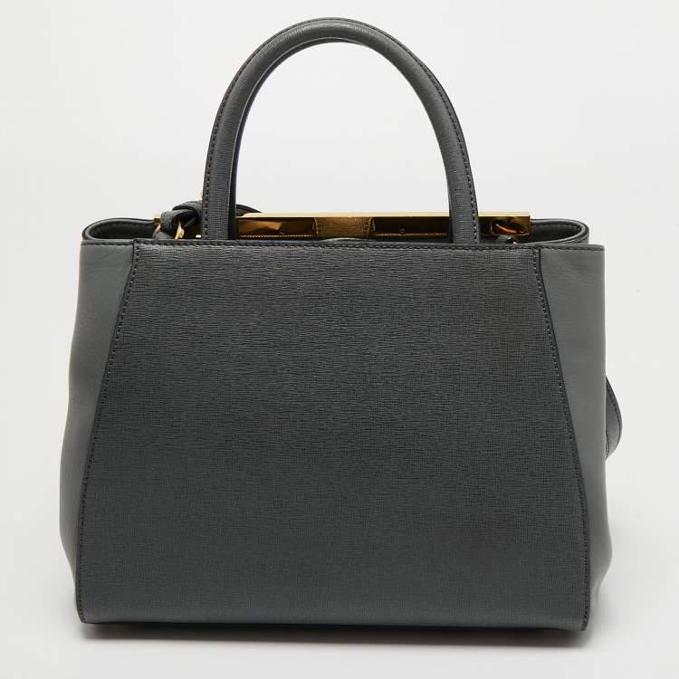 Pre Owned Fendi Grey Leather Petite Sac 2jours Tote