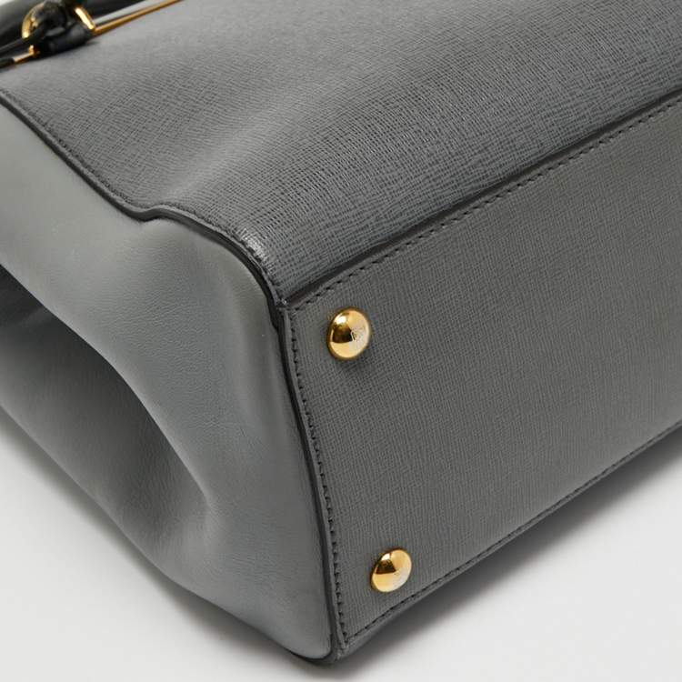 Pre Owned Fendi Grey Leather Petite Sac 2jours Tote