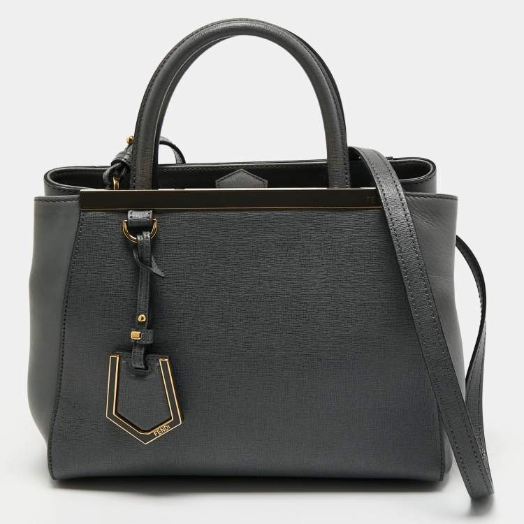 Pre Owned Fendi Grey Leather Petite Sac 2jours Tote