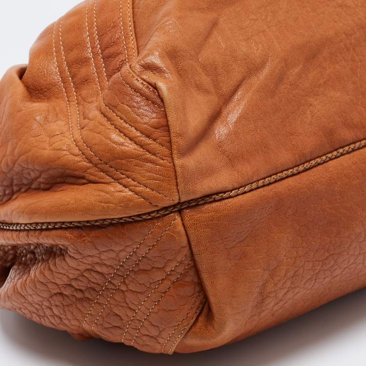 Pre Owned Fendi Brown Pebbled Leather Spy Bag