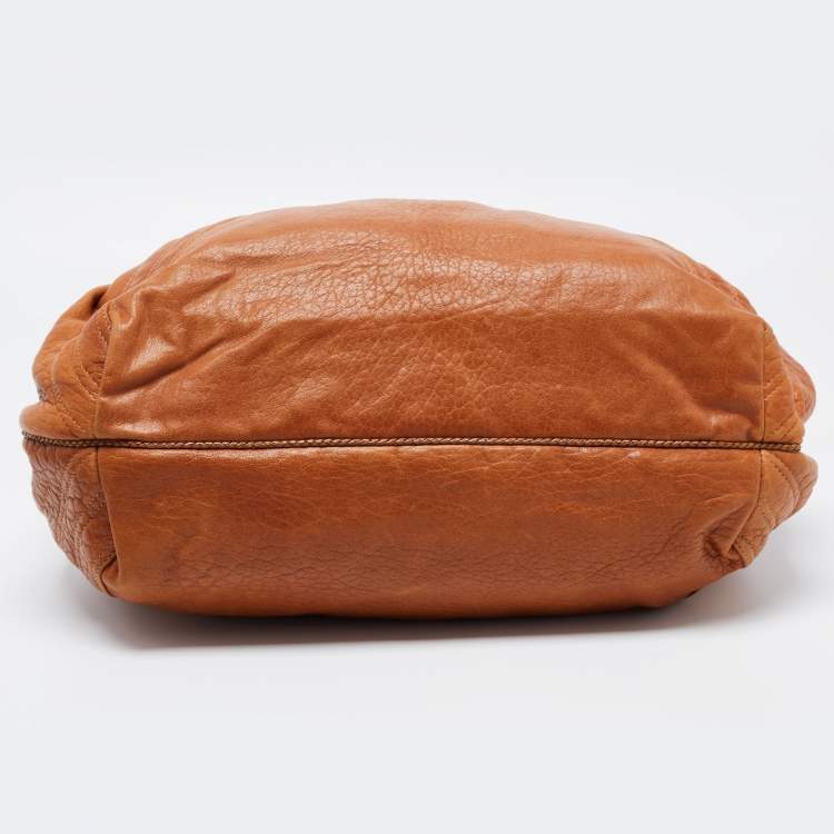 Pre Owned Fendi Brown Pebbled Leather Spy Bag