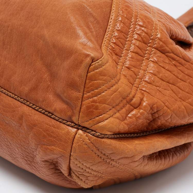 Pre Owned Fendi Brown Pebbled Leather Spy Bag