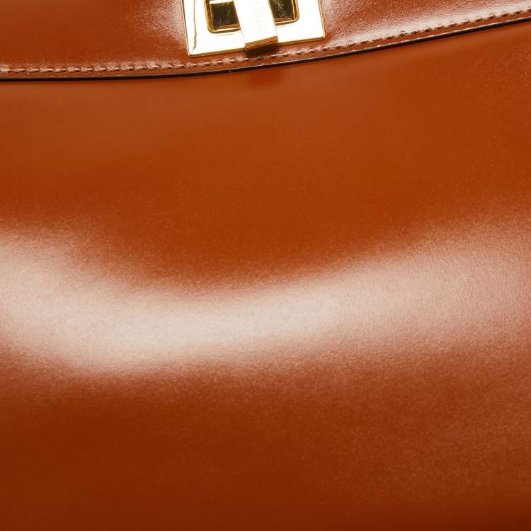 مملوكة مسبقًا Fendi Brown Leather Peekaboo ISeeU East-West Top Handle Bag 