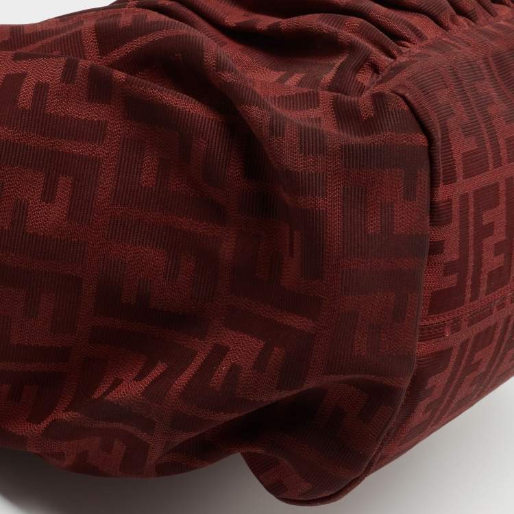 Pre Owned Fendi Red Zucca Canvas and Leather Borsa Chef Tote