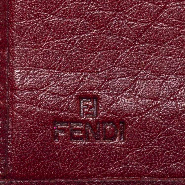 Pre Owned Fendi Red Zucca Canvas and Leather Flap Continental Wallet