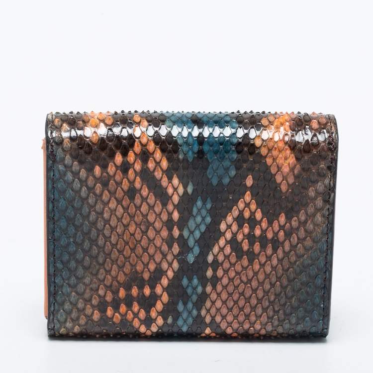 Pre Owned Fendi Multicolor Python Peekaboo Compact Wallet
