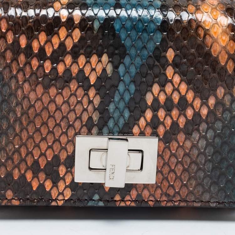 Pre Owned Fendi Multicolor Python Peekaboo Compact Wallet
