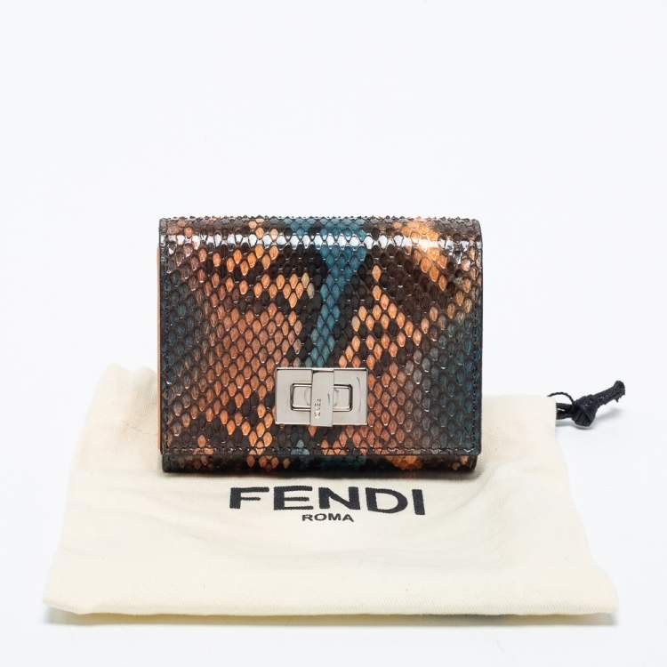 Pre Owned Fendi Multicolor Python Peekaboo Compact Wallet