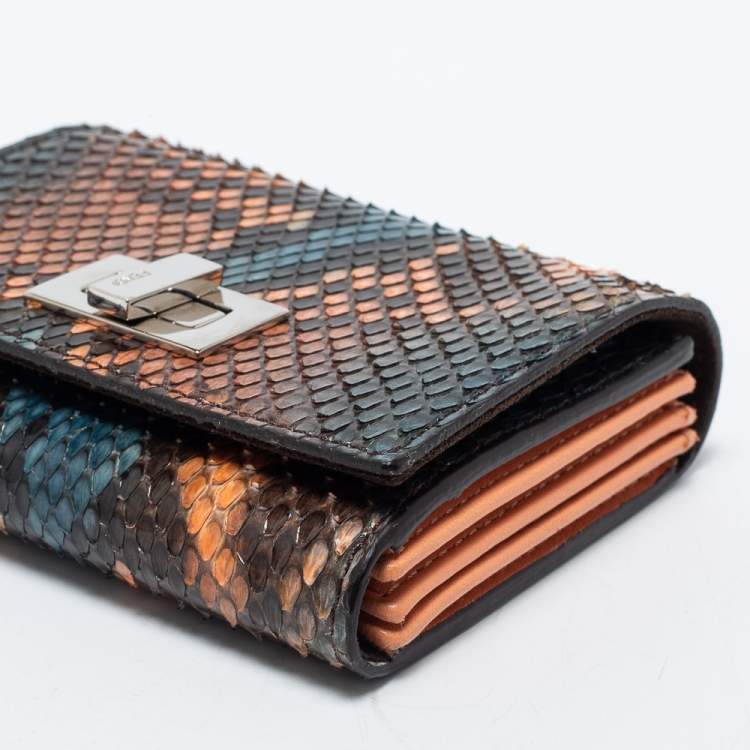 Pre Owned Fendi Multicolor Python Peekaboo Compact Wallet