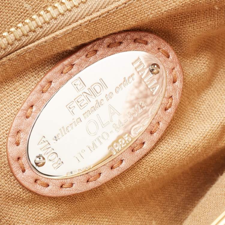 Pre Owned Fendi Metallic Pink Selleria Leather Large Peekaboo Top Handle Bag