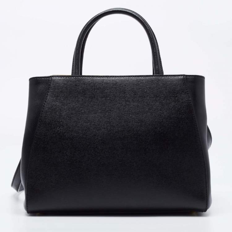 Pre Owned Fendi Black Leather Small 2Jours Tote