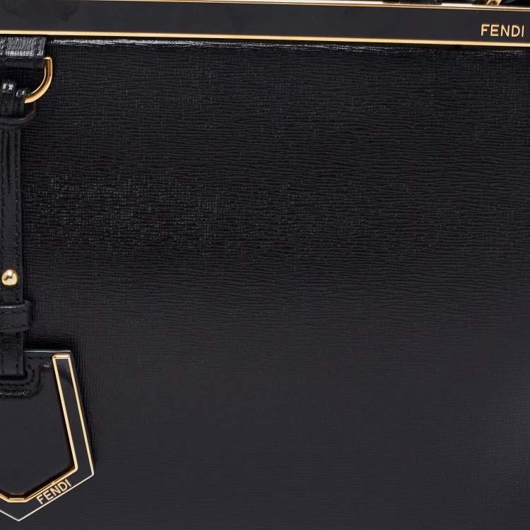 Pre Owned Fendi Black Leather Small 2Jours Tote