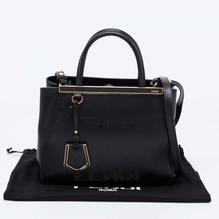 Pre Owned Fendi Black Leather Small 2Jours Tote