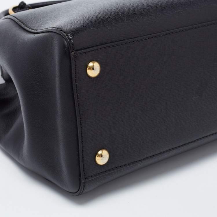 Pre Owned Fendi Black Leather Small 2Jours Tote