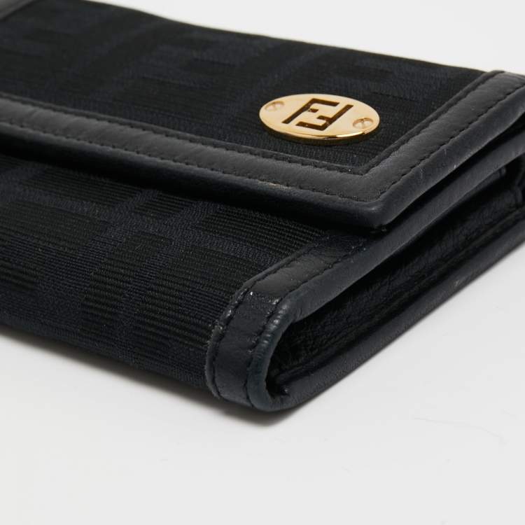 مملوكة مسبقًا Fendi Black Zucca Canvas and Leather French Wallet