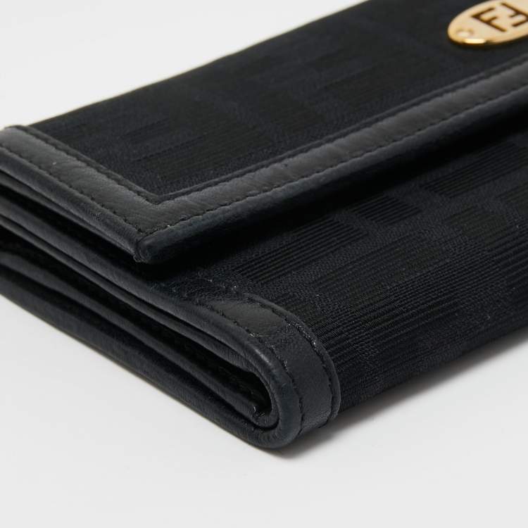 مملوكة مسبقًا Fendi Black Zucca Canvas and Leather French Wallet