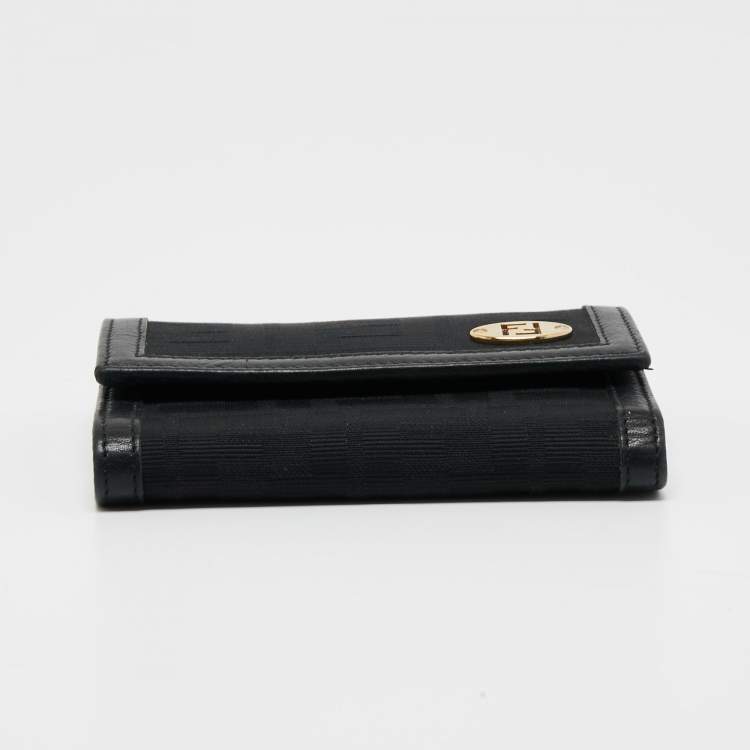 مملوكة مسبقًا Fendi Black Zucca Canvas and Leather French Wallet