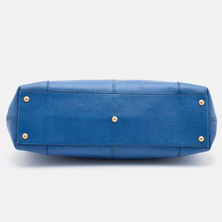 Pre Owned Fendi Blue Leather Chameleon Shopping Tote