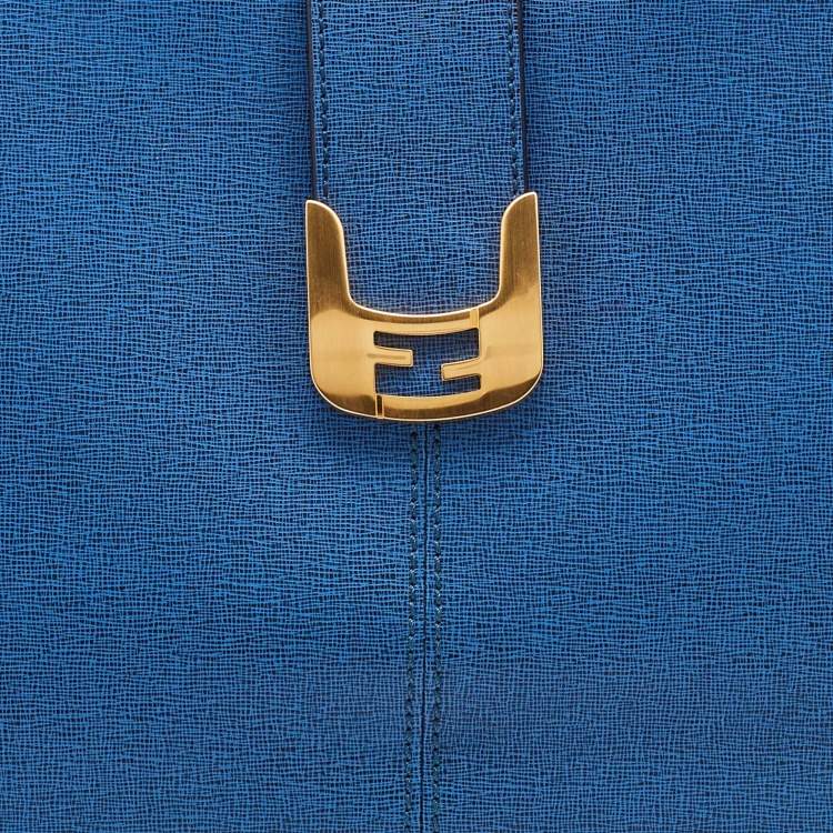 Pre Owned Fendi Blue Leather Chameleon Shopping Tote