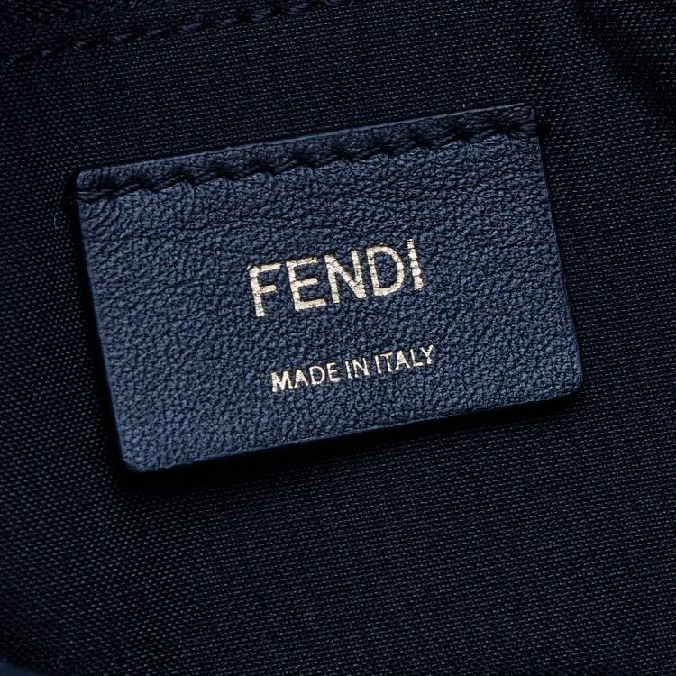 Pre Owned Fendi Off White/Black Canvas and Leather Medium By The Way Shoulder Bag