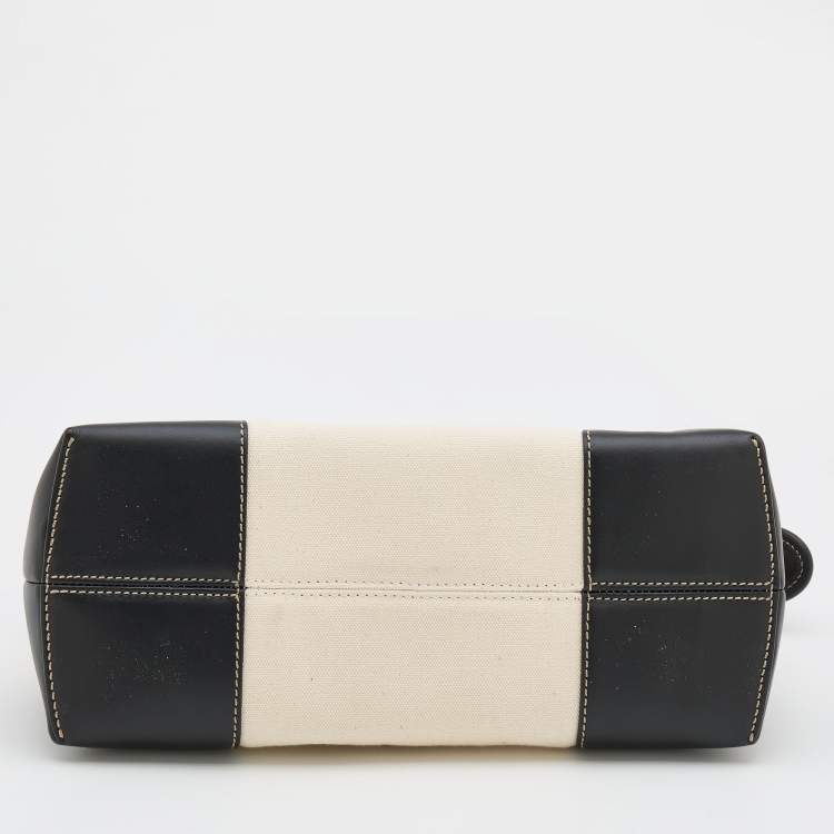 Pre Owned Fendi Off White/Black Canvas and Leather Medium By The Way Shoulder Bag