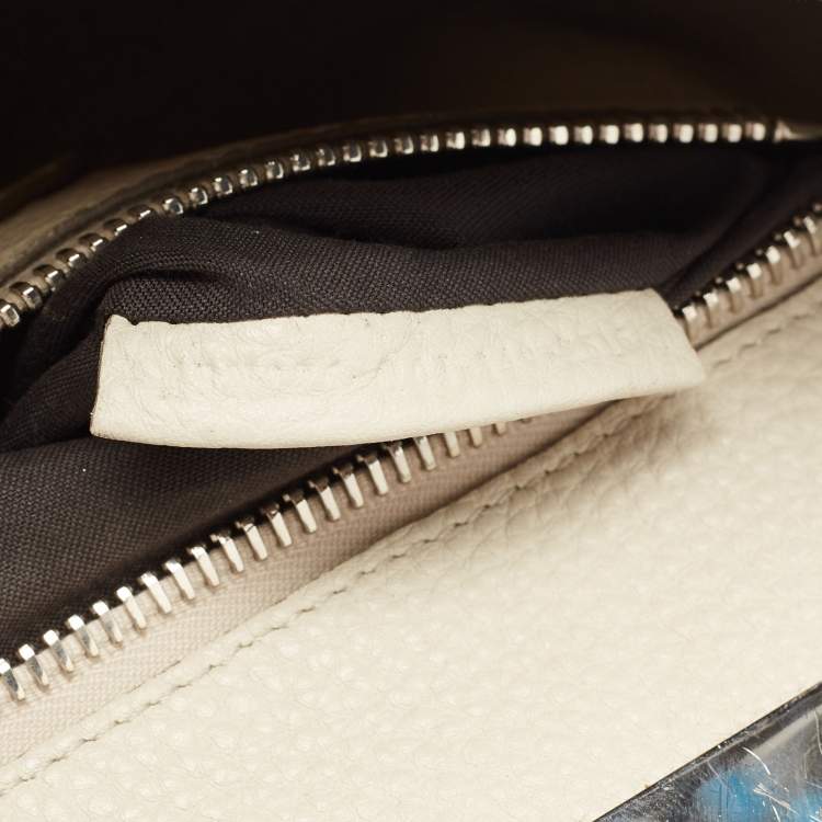 Pre Owned Fendi Grey Leather Peekaboo Top Handle Bag