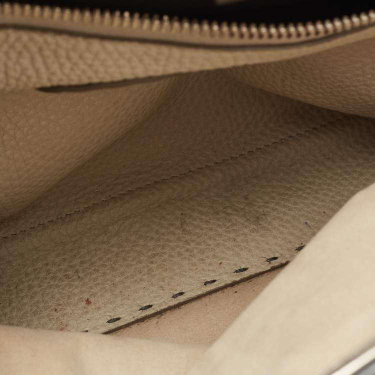 Pre Owned Fendi Grey Leather Peekaboo Top Handle Bag