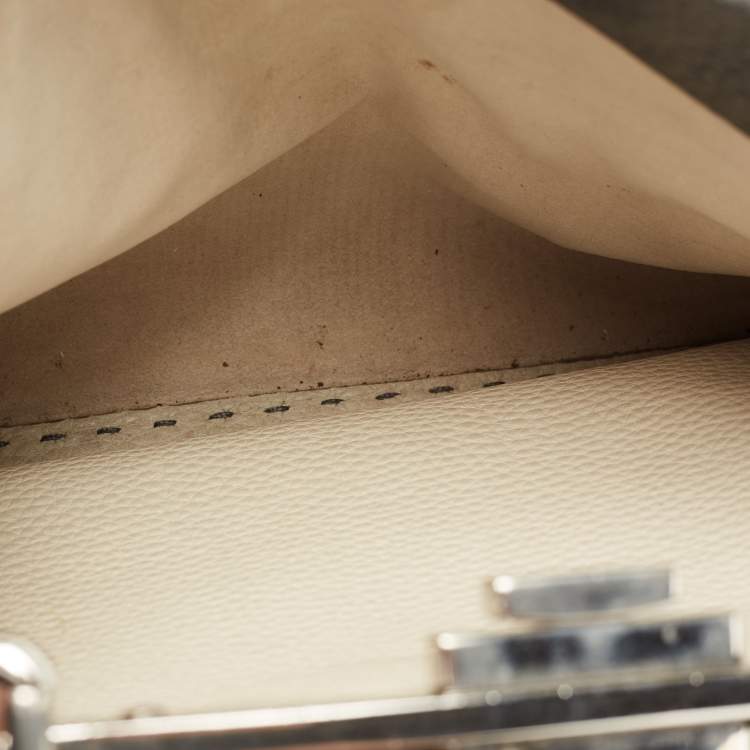 Pre Owned Fendi Grey Leather Peekaboo Top Handle Bag