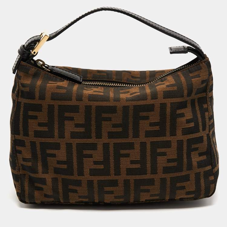 Pre Owned Fendi Tobacco Zucca Canvas Chain Hobo