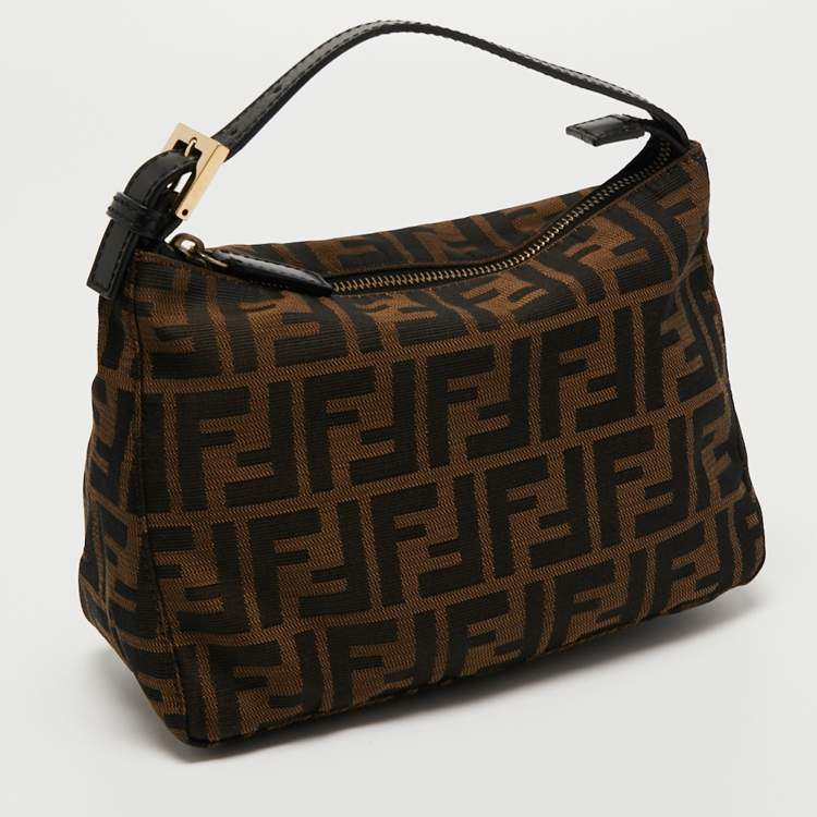 Pre Owned Fendi Tobacco Zucca Canvas Chain Hobo