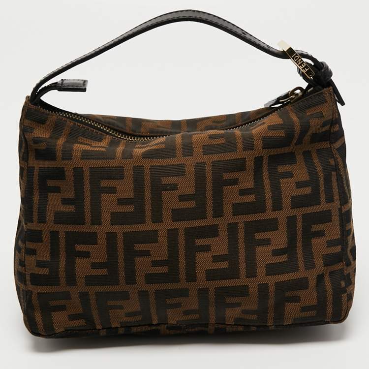 Pre Owned Fendi Tobacco Zucca Canvas Chain Hobo