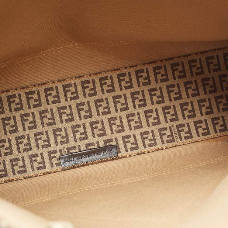 Pre Owned Fendi Brown Zucca and Zucchino Coated Canvas Square Tote