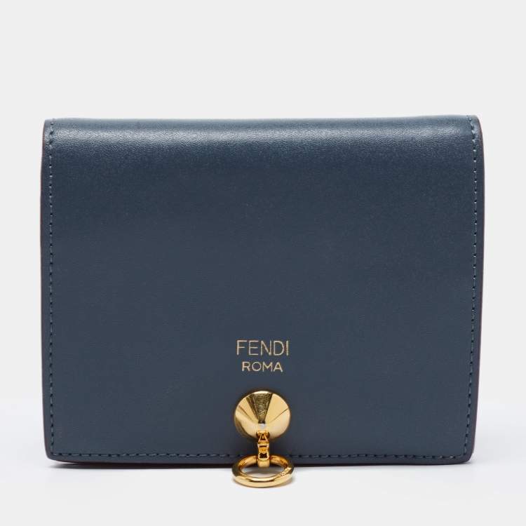 مملوكة مسبقًا Fend Teal Leather By The Way Bifold Wallet