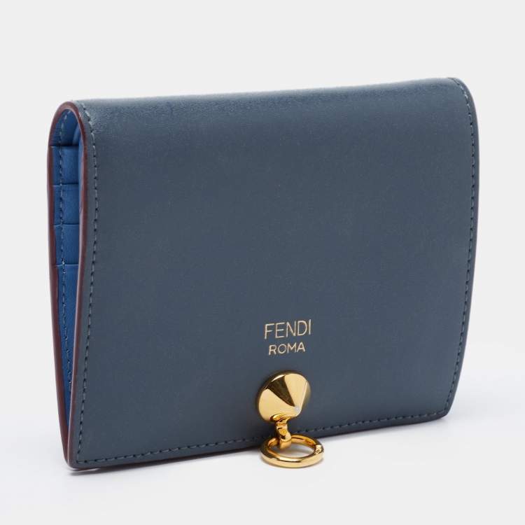 مملوكة مسبقًا Fend Teal Leather By The Way Bifold Wallet