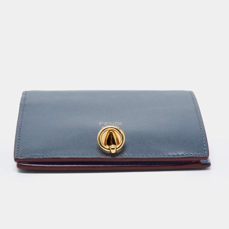 مملوكة مسبقًا Fend Teal Leather By The Way Bifold Wallet