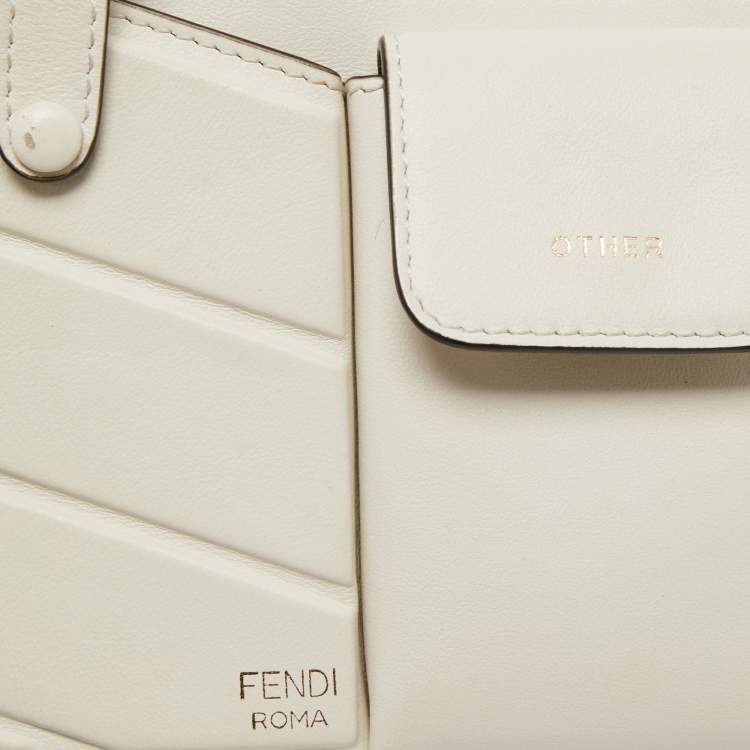 Pre Owned Fendi Off White Leather Mini Two Pocket Crossbody Bag