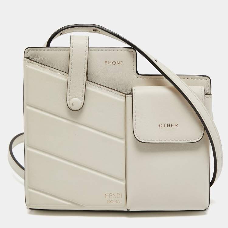 Fendi Off White Leather Mini Two Pocket Crossbody Bag Fendi The Luxury Closet