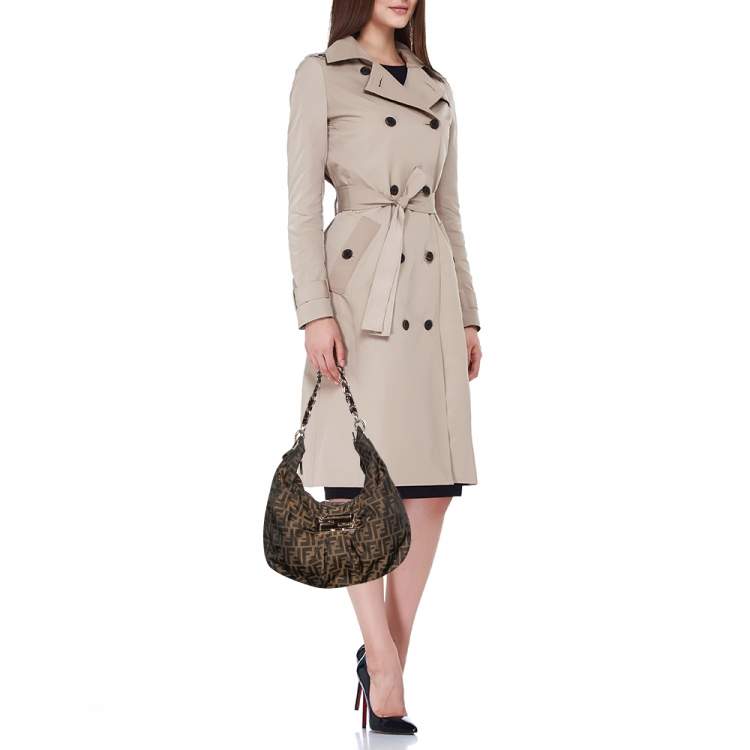 Pre Owned Fendi Tobacco Zucca Canvas Mia Hobo