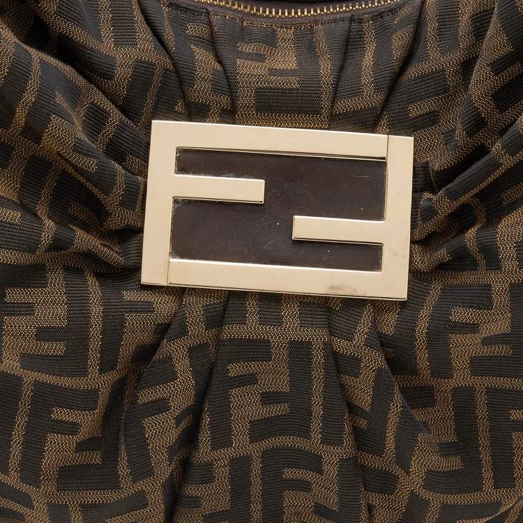 Pre Owned Fendi Tobacco Zucca Canvas Mia Hobo