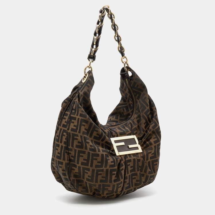 Pre Owned Fendi Tobacco Zucca Canvas Mia Hobo