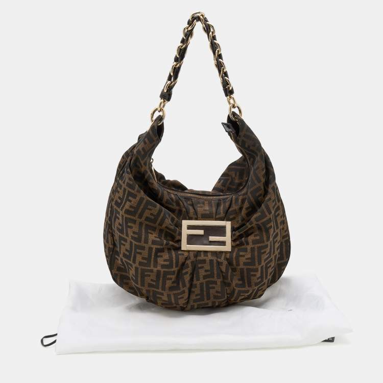 Pre Owned Fendi Tobacco Zucca Canvas Mia Hobo