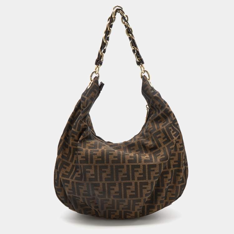 Pre Owned Fendi Tobacco Zucca Canvas Mia Hobo