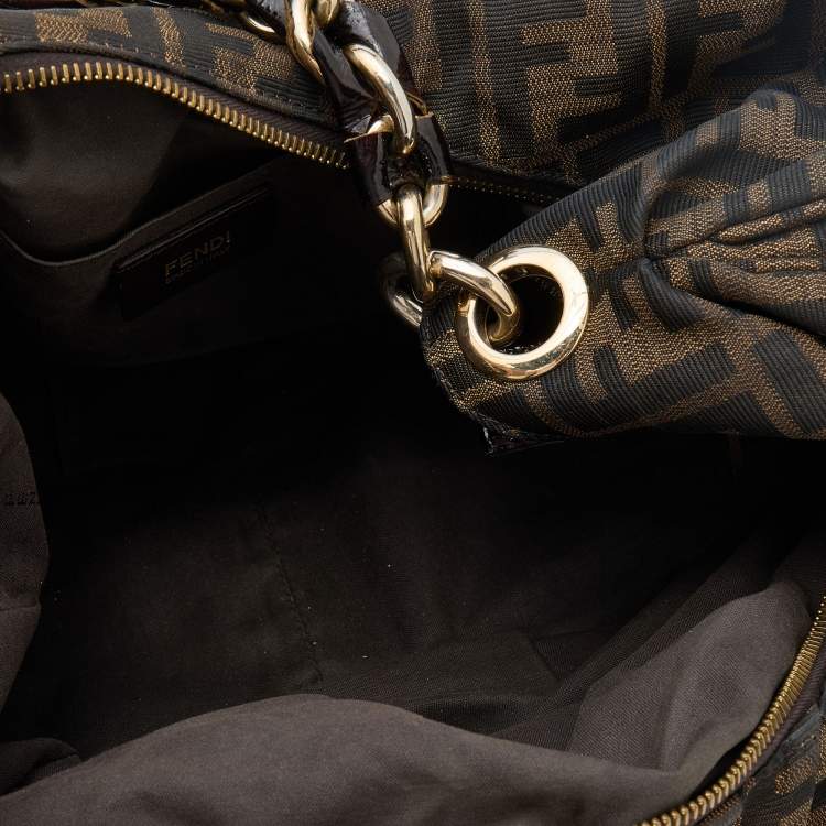 Pre Owned Fendi Tobacco Zucca Canvas Mia Hobo